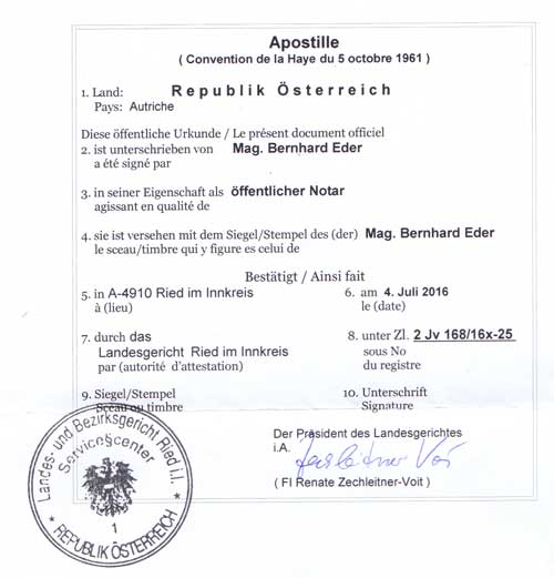 Apostille from Austria