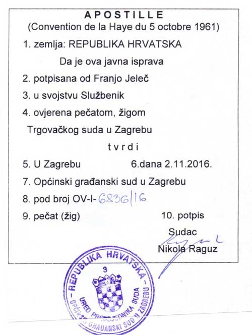 Apostille in Croatia