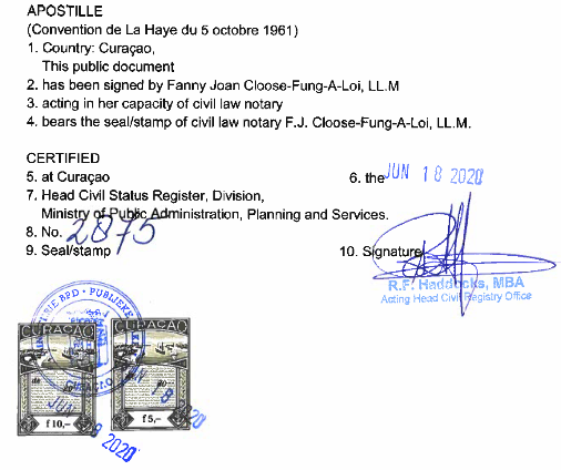 Кюрасаодағы апостиль