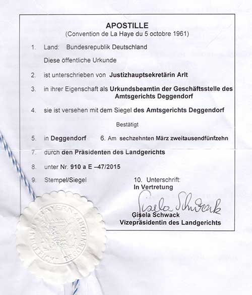 Apostille aus Deutschland