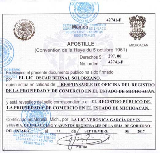 Apostille from Mexico