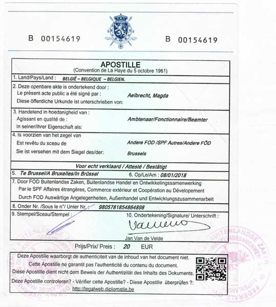 Apostille in Belgium