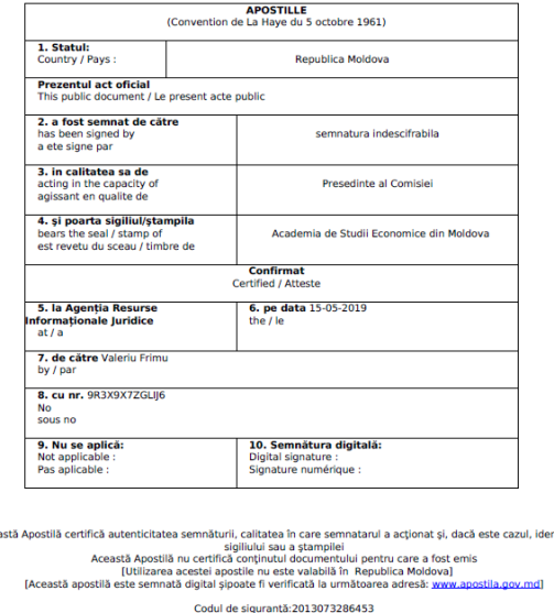 Apostille from Moldova