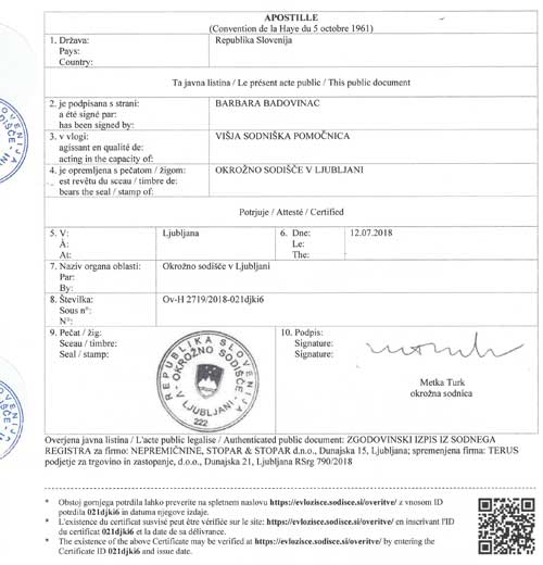 Apostille from Slovenia