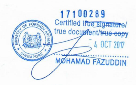Сингапурдағы құжаттарды заңдастыру
