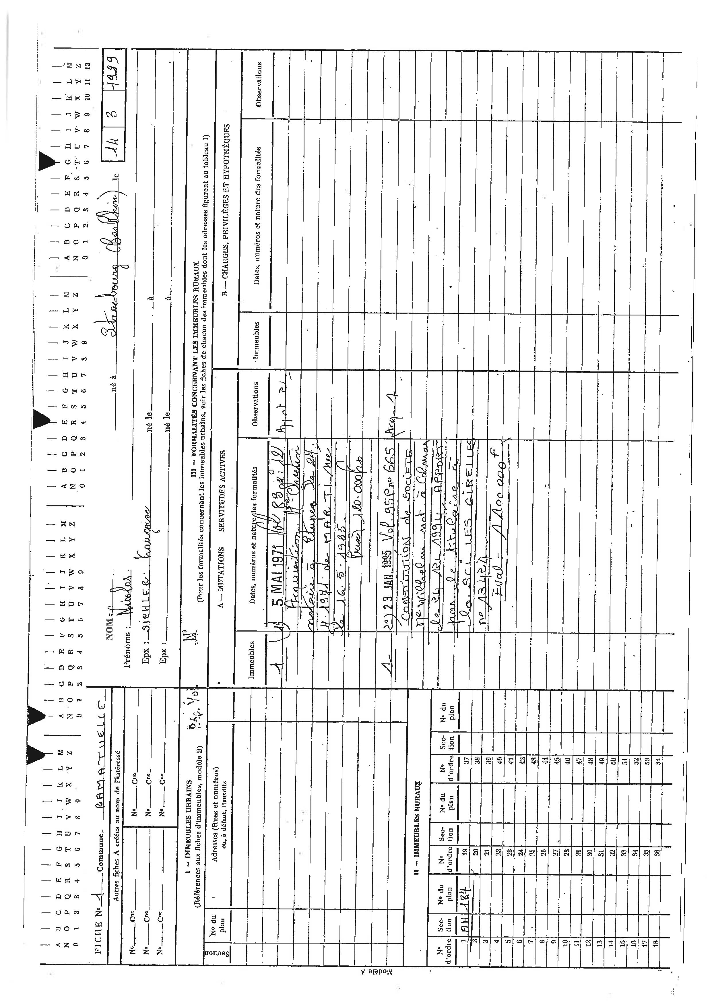 Extracts from the land register of France